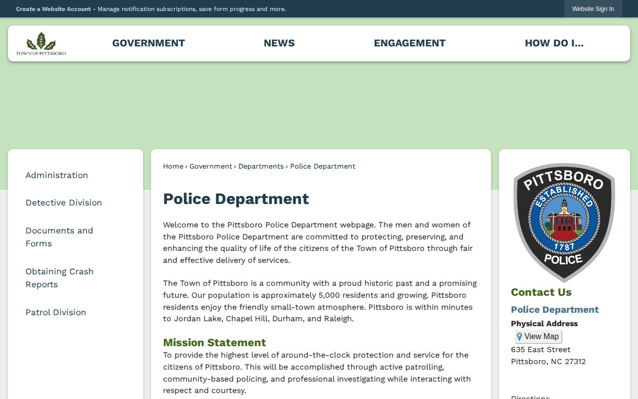 Pittsboro Police Department contact source for recent arrest records