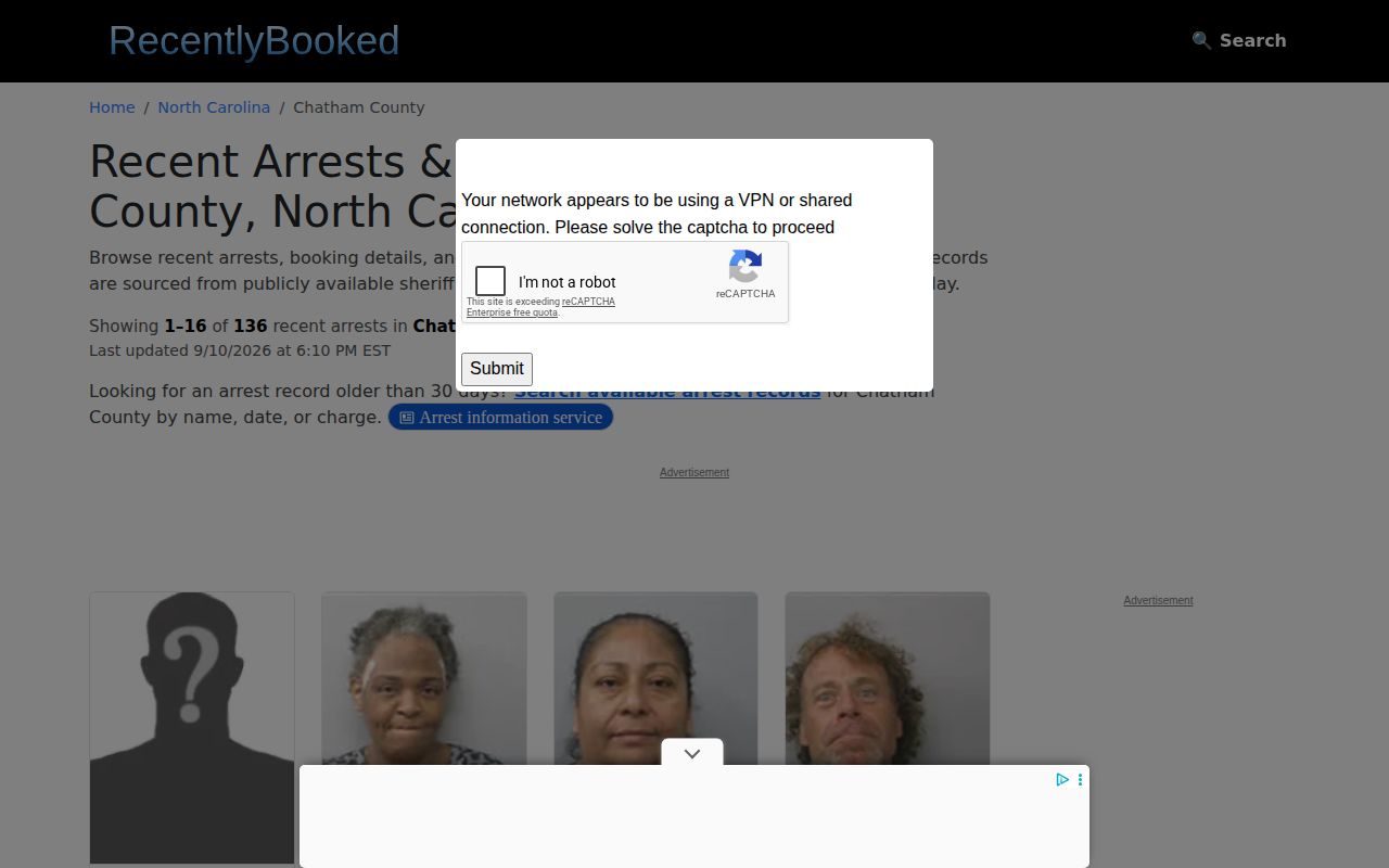 Unofficial Chatham County multi-day arrest page